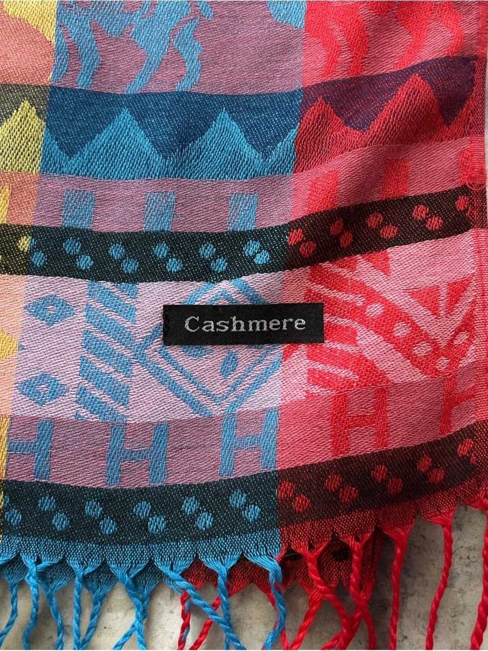 Peruvian Cashmere Multicolor Woven Scarf Fringe Wrap Shawl